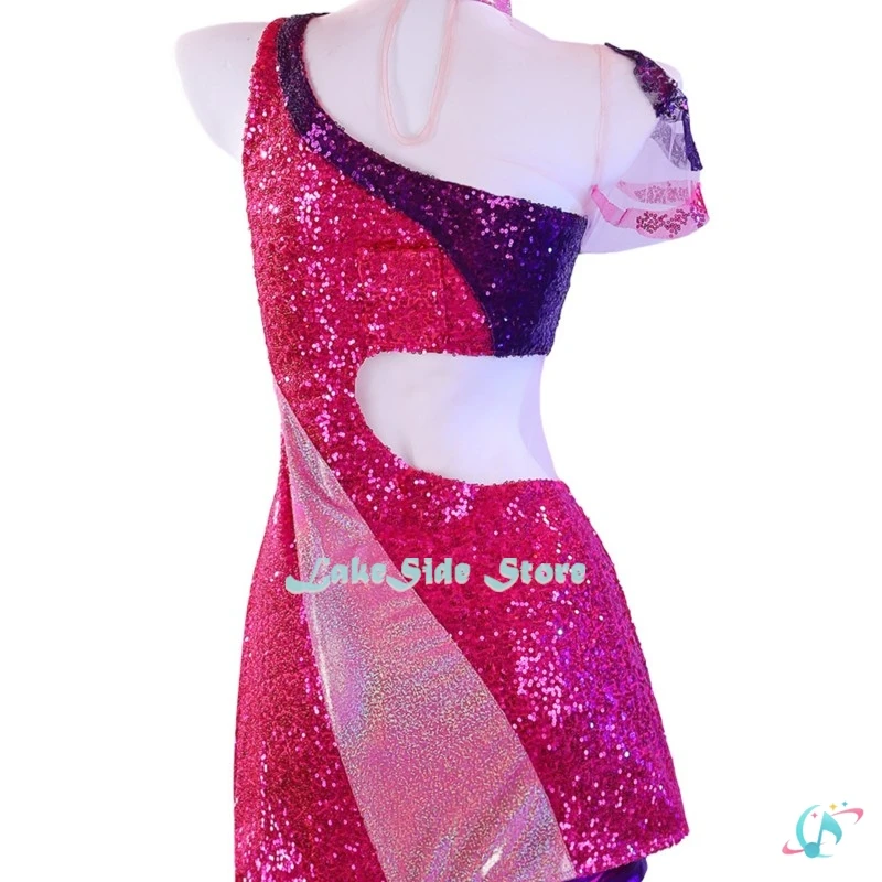 Anime Cartoon Prinecess Musa Cosplay Costume Wig Boots Pink Suit Girls Cute Fantasia Dress Sequin Skirt Hallow disfraz mujer view 3
