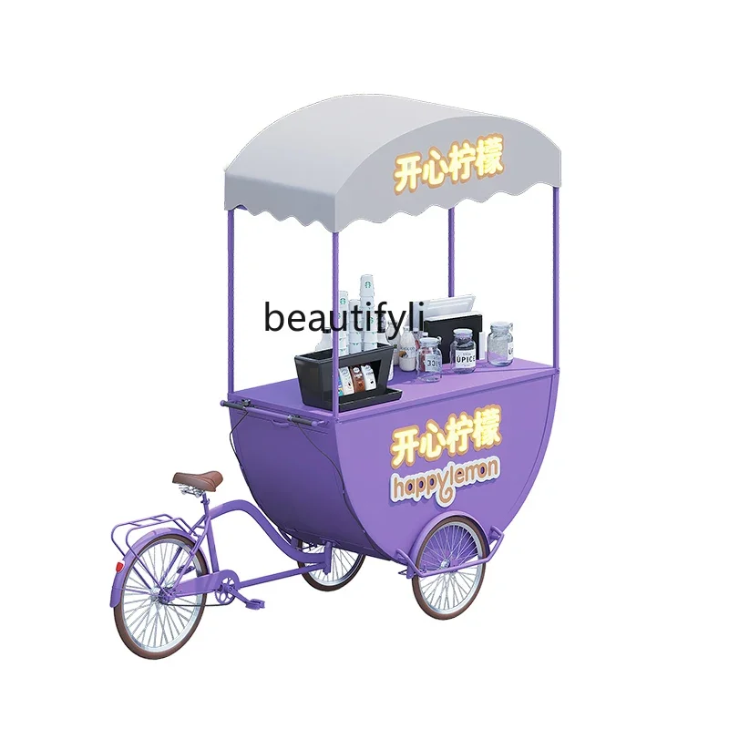 

xx1Scenic Spot Mobile Vending Car Street View Display Mobile Float Outdoor Market Three-Wheel Stall Car