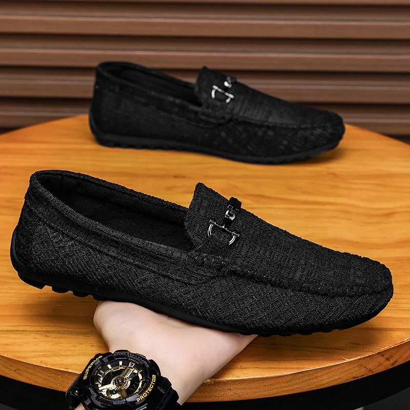Men's Shoes Large Size Simple Men's Lazy Casual Shoes for Men's Black Light Driving Loafers Men's Shoes Leather Shoes
