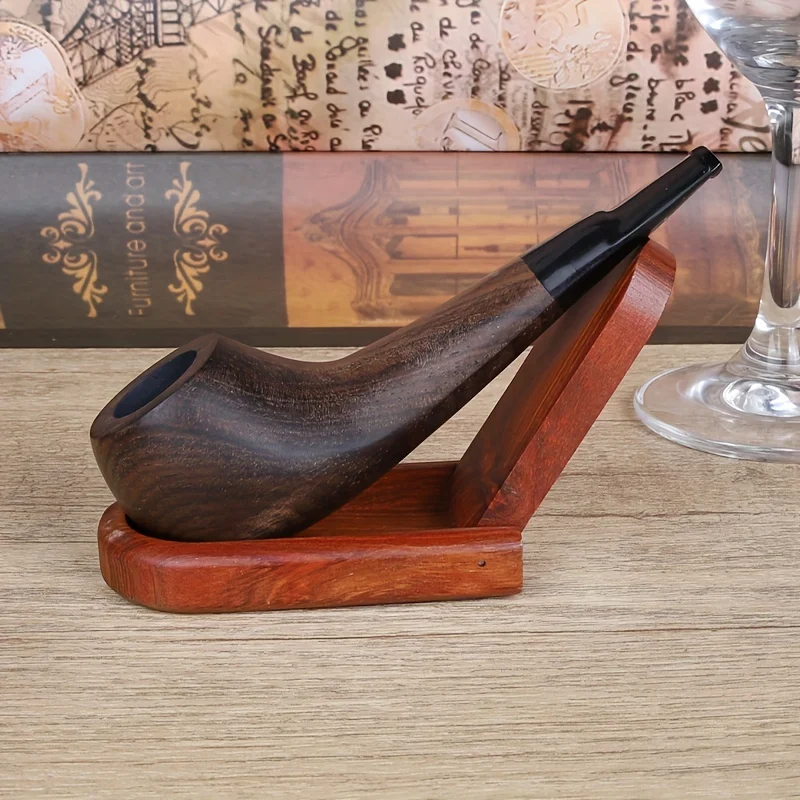 High Quality Natural Ebony Wood Straight Mini Tobacco Pipe Smoking Pipe 3mm Filters Smoking Accessories Gift For Father