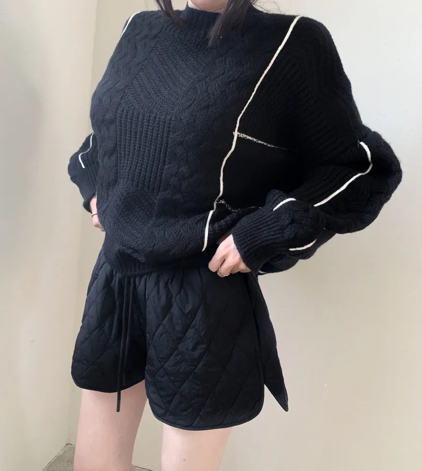 Round Neck Midi Knitted Pullovers Women Fall Winter Korean Loose Striped Long Sleeve Sweaters Top 2 Colors