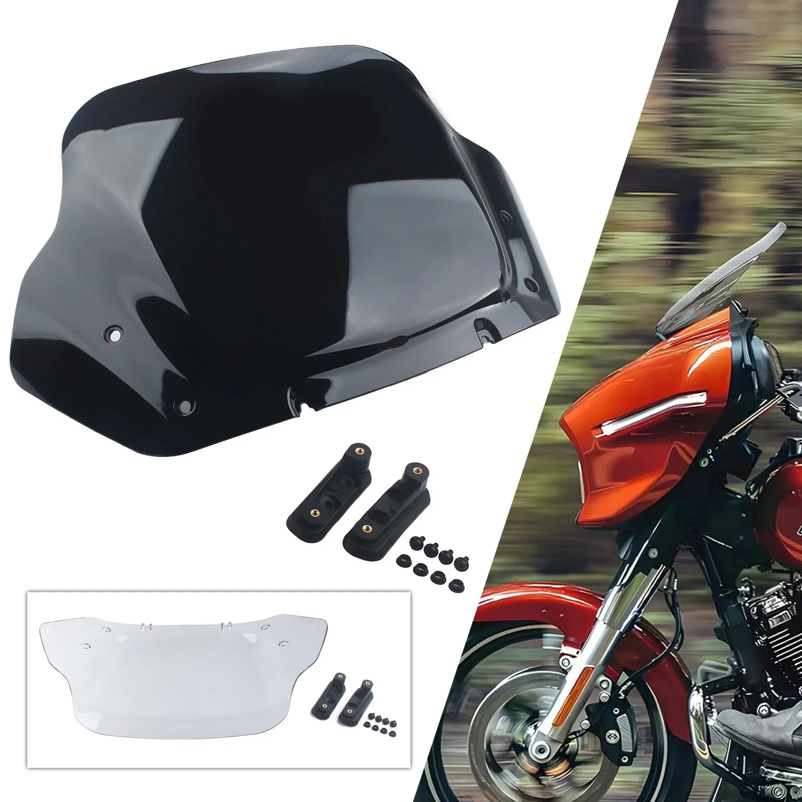 جزء الدراجة النارية باللون الأسود الدخاني مقاس 10 بوصات من بلاستيك ABS للزجاج الأمامي لعام 2023-أحدث FLHXSE ونماذج FLHX لعام 2024 أحدث لهارلي