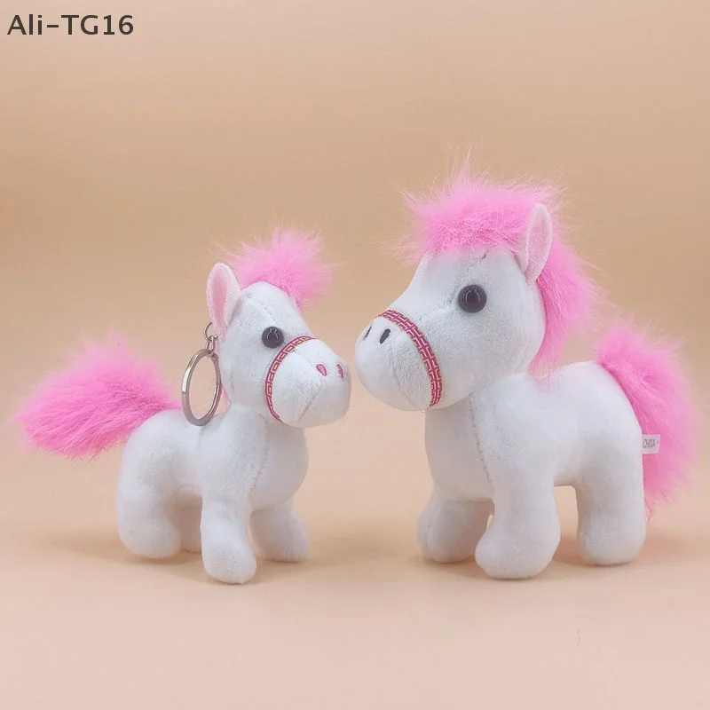 Simpatico cavallo peluche portachiavi cartone animato morbido peluche bambola ciondolo chiave auto zaino decorazione borsa