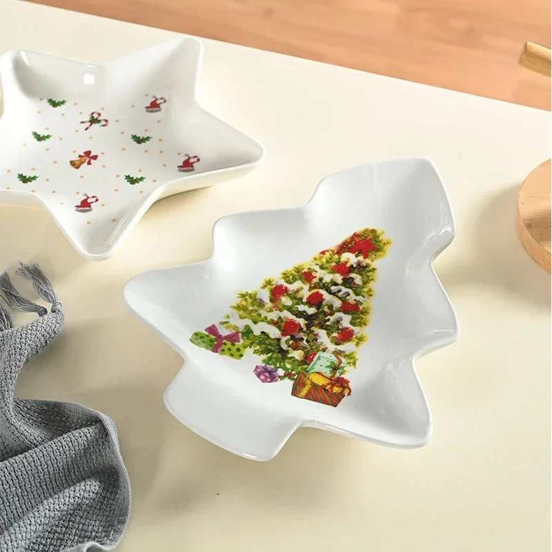 

Christmas Series Tableware Pentagram Fruit Plate Christmas Tree Salad Dessert Plate