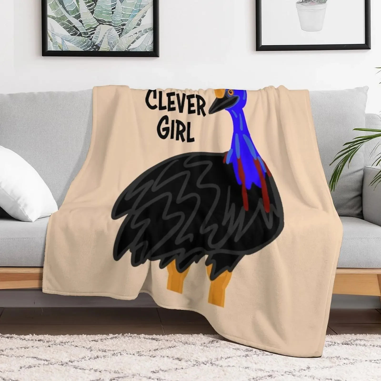 Clever Girl. Cassowary - Cartoon Throw Blanket Tourist Personalized Gift heavy to sleep Blankets