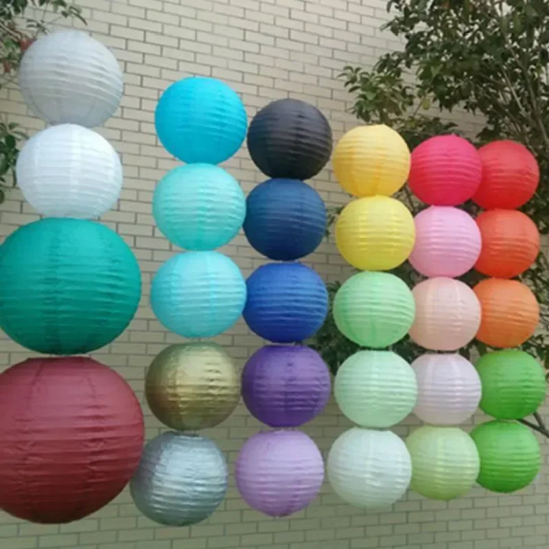 10/15/20/25/30/35/40mm Chinese Paper Lanterns Hanging Lampion Wishing Paper Light ball Lamp Wedding Party DIY Home Decoration