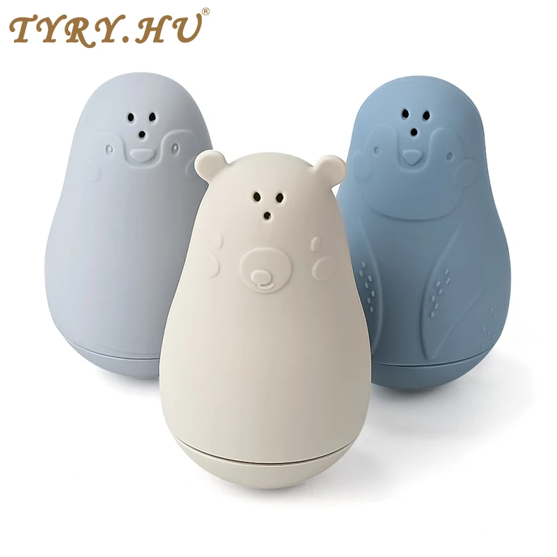 

TYRY.HU 3 pcs Baby Silicone Bath Toys Cute Little Bear Penguin Bath Toys Portable Swimming Pool Toys Baby 0-24 Months