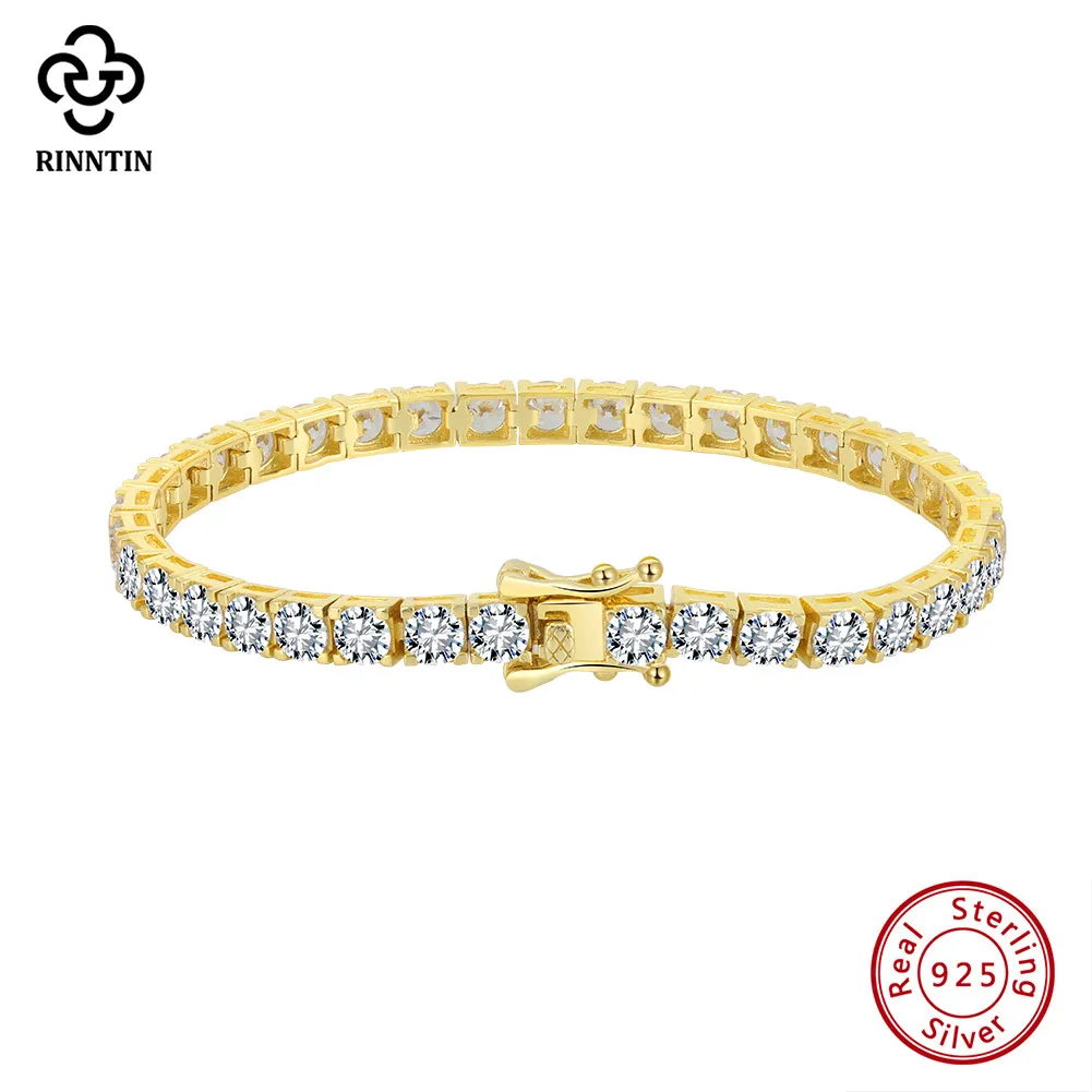 

Rinntin 2mm 3mm 4mm Round Cubic Zircon Tennis Bracelet Women's Men's 5A Zirconia Jewelry Elegant Wedding Party Accessories SB204
