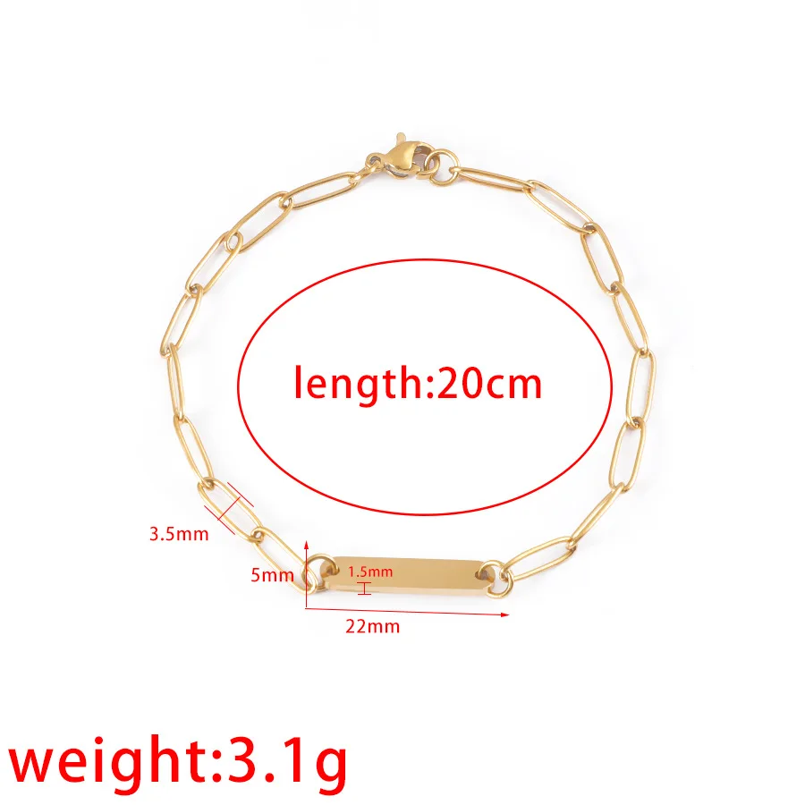 Stainless Steel ID Bracelet Blank To Record Metal ID Plate Bracelets For Women Mirror Polished Wholesale 10pcs