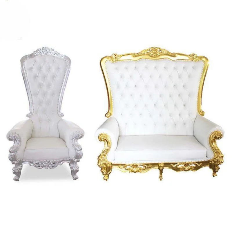 XX-King and Queen High Back Cheaper Gold Throne Chairs Royal Luxury Wedding Chair for Groom and Brid^ view 2