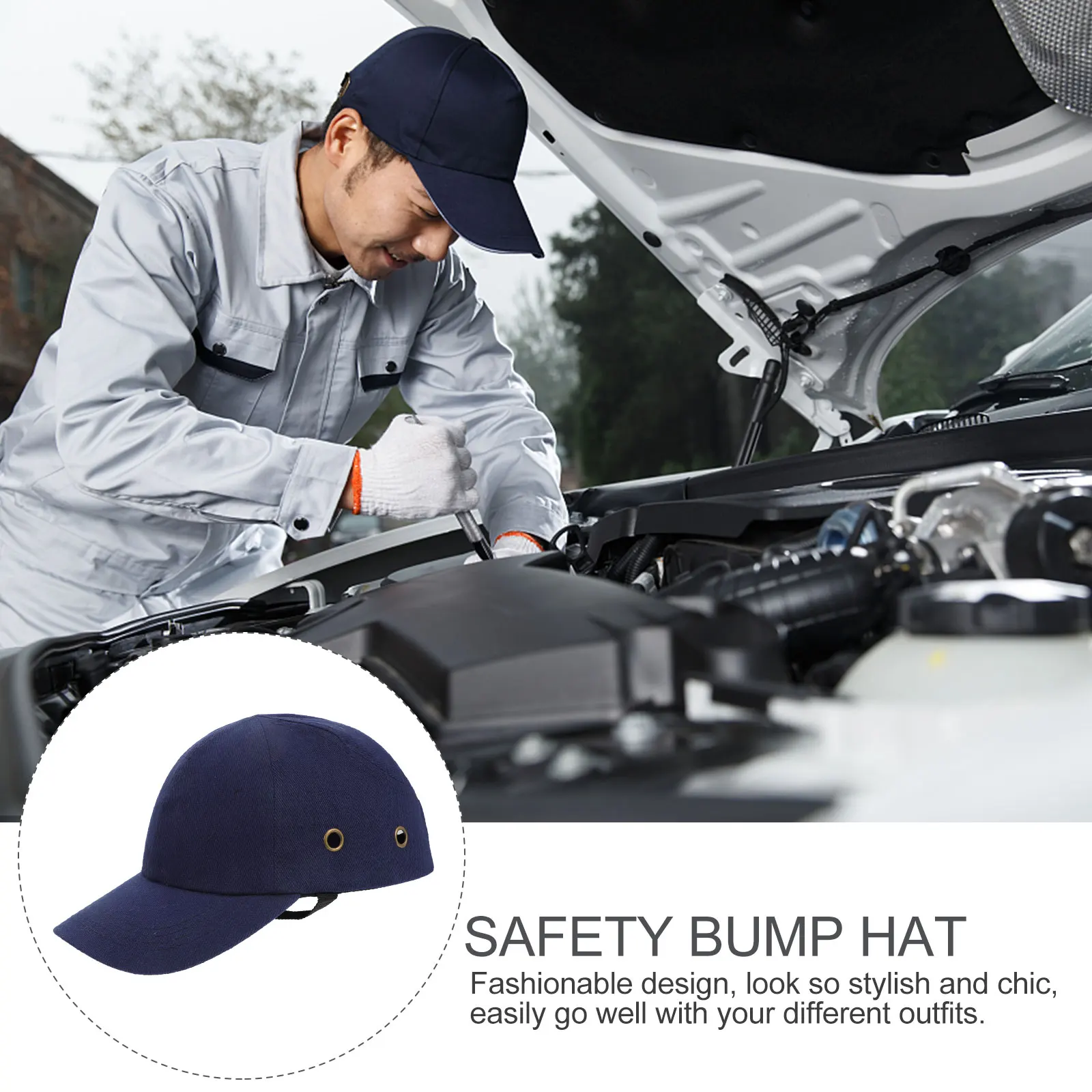 

Adjustable Bump Hat One Size Safety Headwear for Men Women Compact Lightweight Hard Hat Outdoor Cycling Construction Use