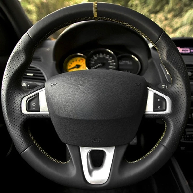 Steering Wheel Cover DIY Black Artificial Leather Car Steering Wheel Covers For Renault Megane 3 (Coupe GT) RS 2010-2016