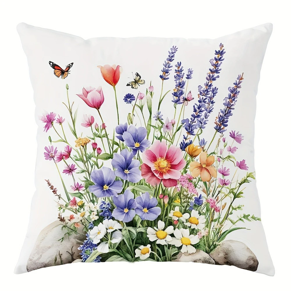 Luxurious Gold - embellished Floral PillowcasesLiving room sofa cushion cover, soft and comfortable, bedroom room decoration