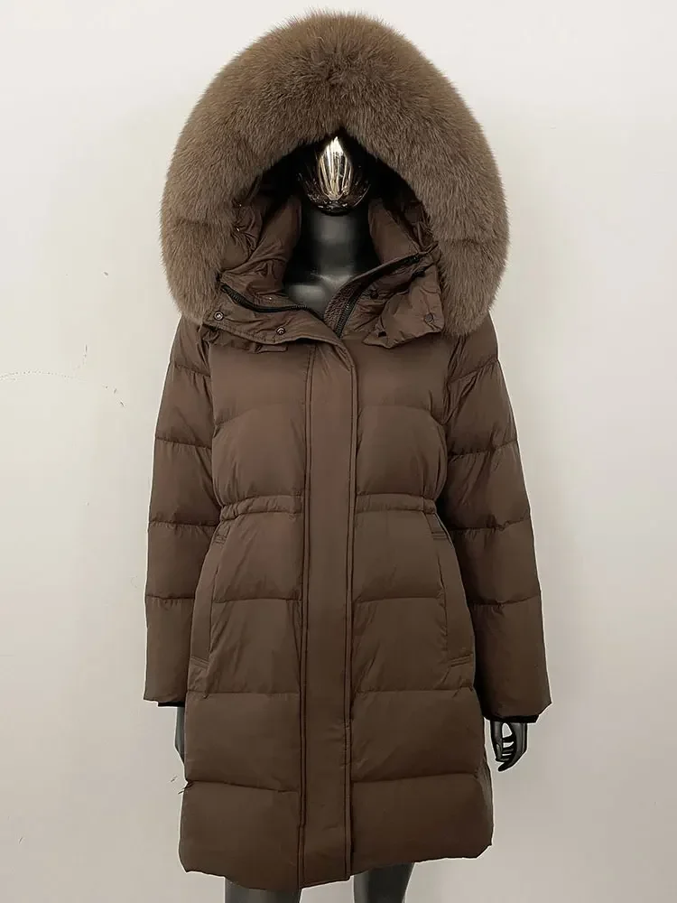 جديد أزياء المرأة الطبيعية الراكون الثعلب الفراء طوق ملابس خارجية عارضة الفراء الحقيقي سميكة معطف دافئ الشتاء سترة طويلة مقنعين