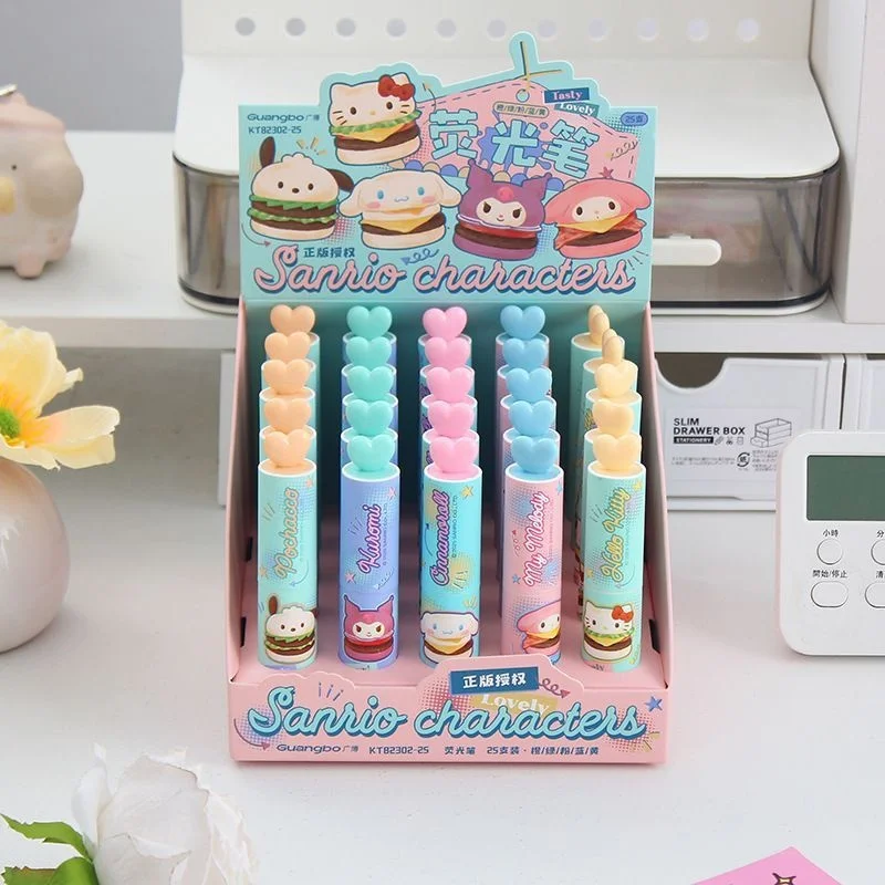

25pcs/lot Sanrio Kuromi Melody Kitty 5 Colors Highlighter Cute Mini Drawing Marker Pens Promotional Gift Office School Supply