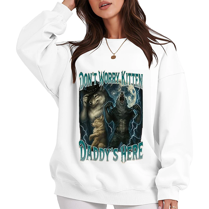 لا تقلق هريرة الأب هنا كول مضحك ألفا وولف ميمي هوديس المرأة موضة Bootleg الساخرة قائلا البلوفرات بلوزات