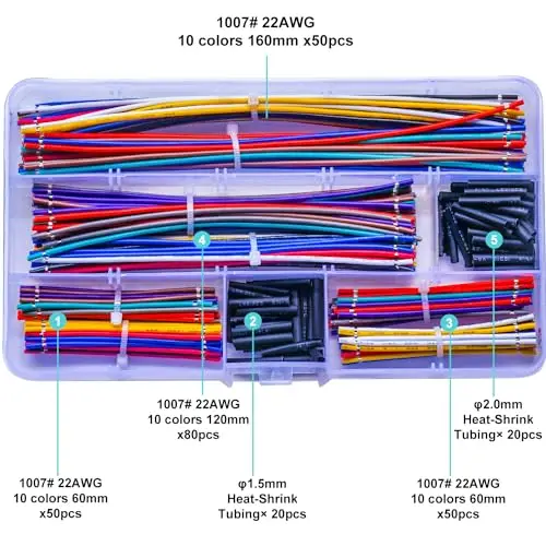 Проволока клейкая Многожильная 22AWG, 230 шт., 22 калибра, луженая медная проволока пвх, длина 60/120/160 мм, 1007 стиля, 300 в