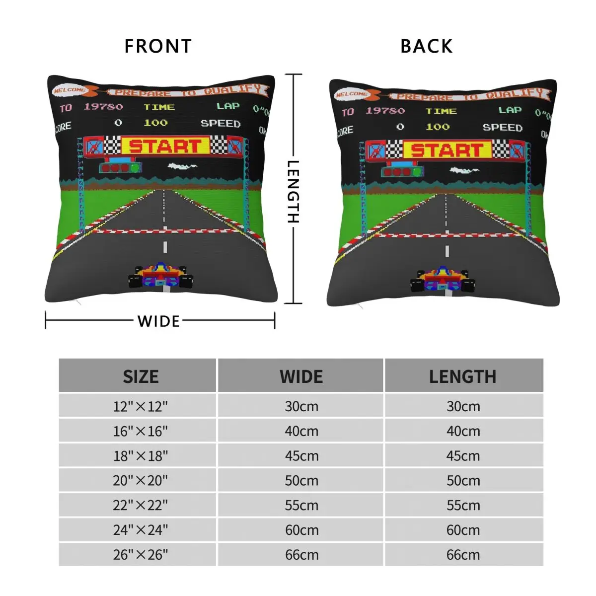 Pole Position Retro Gaming Square Pillowcase Polyester Linen Velvet Printed Zip Decorative Home Cushion Cover