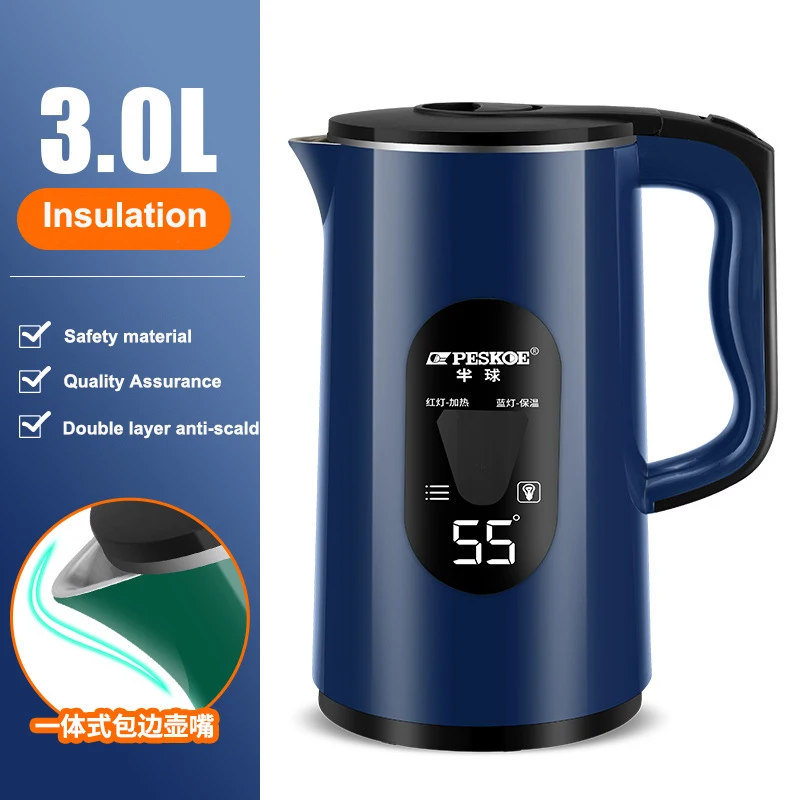 2024 New Temperature Display Electric Kettle 55 Degree Constant Temperature Electric Kettle 3l Stainless Steel Kettle