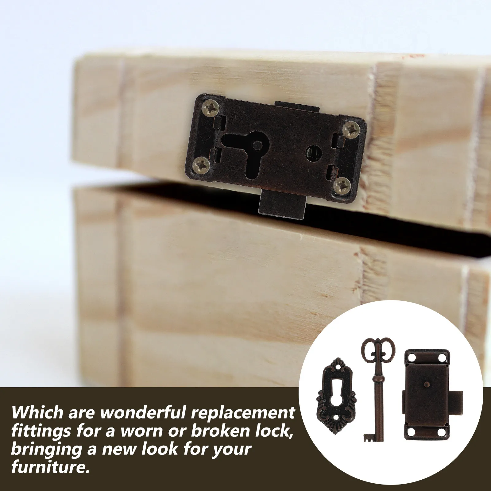 2Sets Locks with Key Vintage Latch Set for Jewelry Boxes Wooden Gift Cases Wine Crates Memorabilia Chests Retro