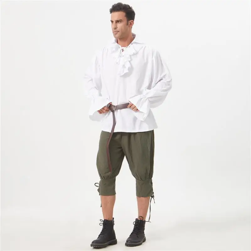 Halloween Neues mittelalterliches Retro-Herren-Langmantel, Punk-Stil, mittellang, vier Jahreszeiten, voll, S Sve, lange Hosen, Kleidungsset