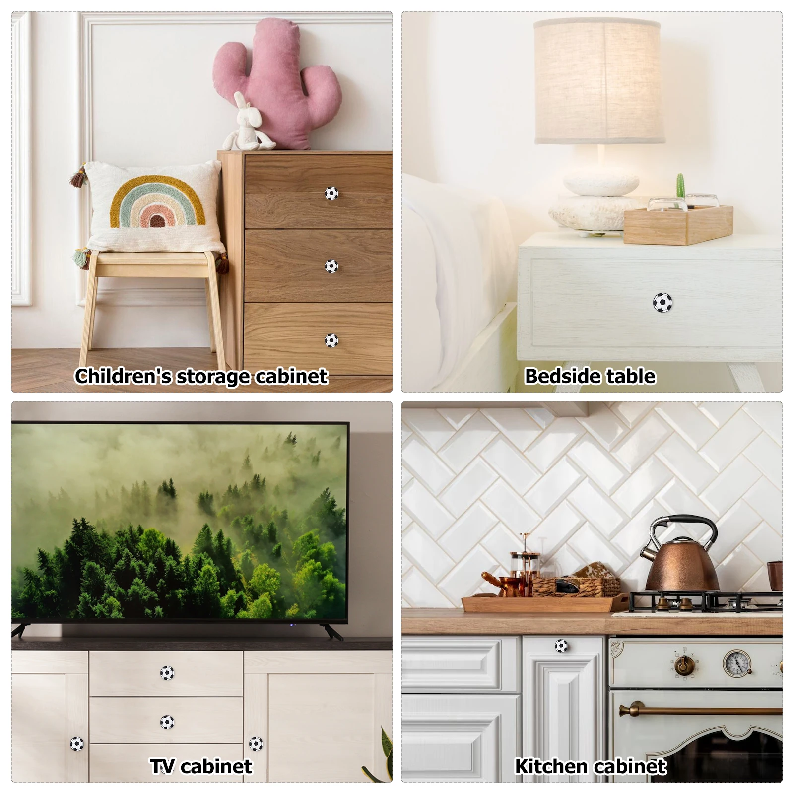 

6Pcs Innovative Football Pull Knobs Fine Craftsmanship Rubber Metal Cabinet Handles for Drawer Closet Bin Nursery Room