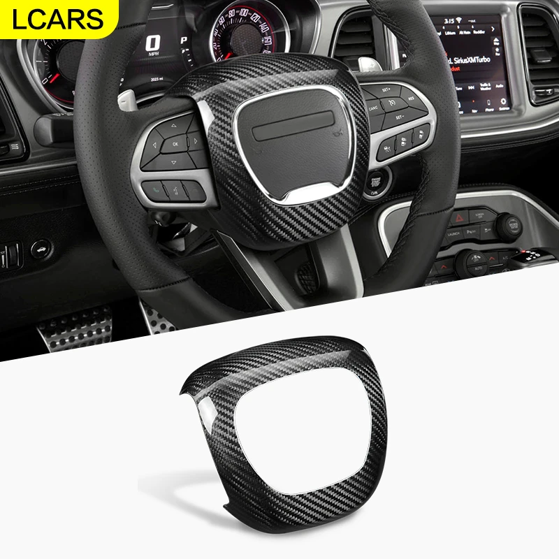 

LCARS-Carbon Fiber Steering Wheel Airbag Cover Trim Cover for Dodge Challenger 2015-2023