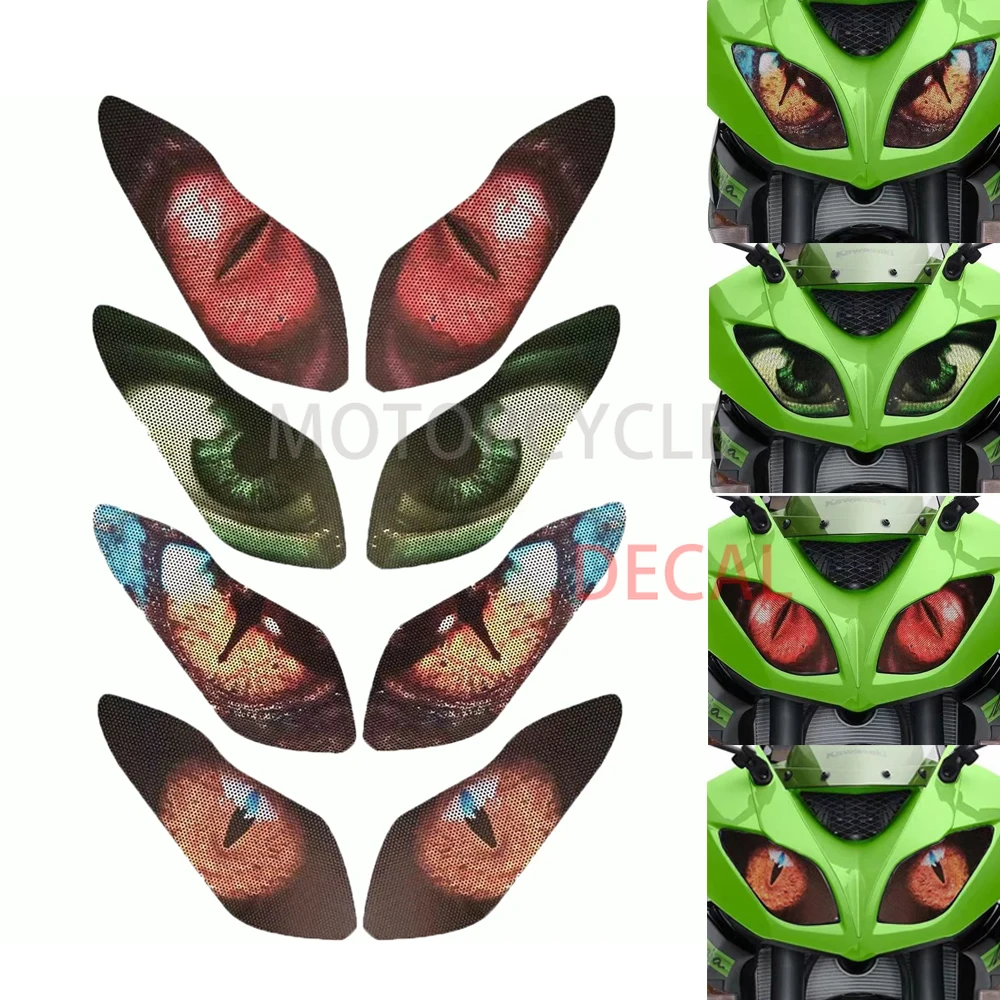 For Kawasaki ZX-6R 636 2009-2018 years Motorcycle Headlight Sticker decoration Decal Front Fairing Headlamp Eye Guard Sticker