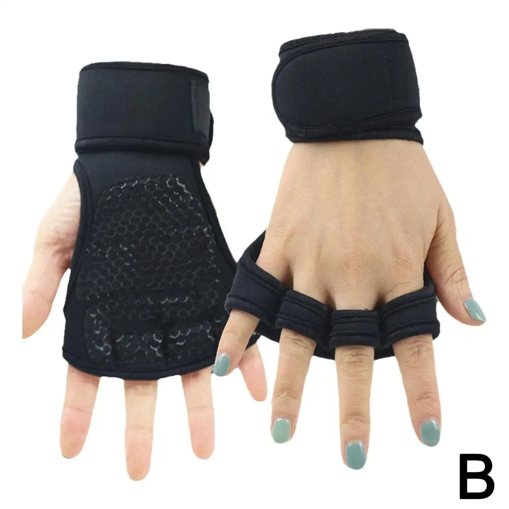 1 Pairs Weightlifting Training Gloves High Quality Wrist Sports Gym Palm Protection Fitness Gloves Hand Wrist Protector Non L3D7