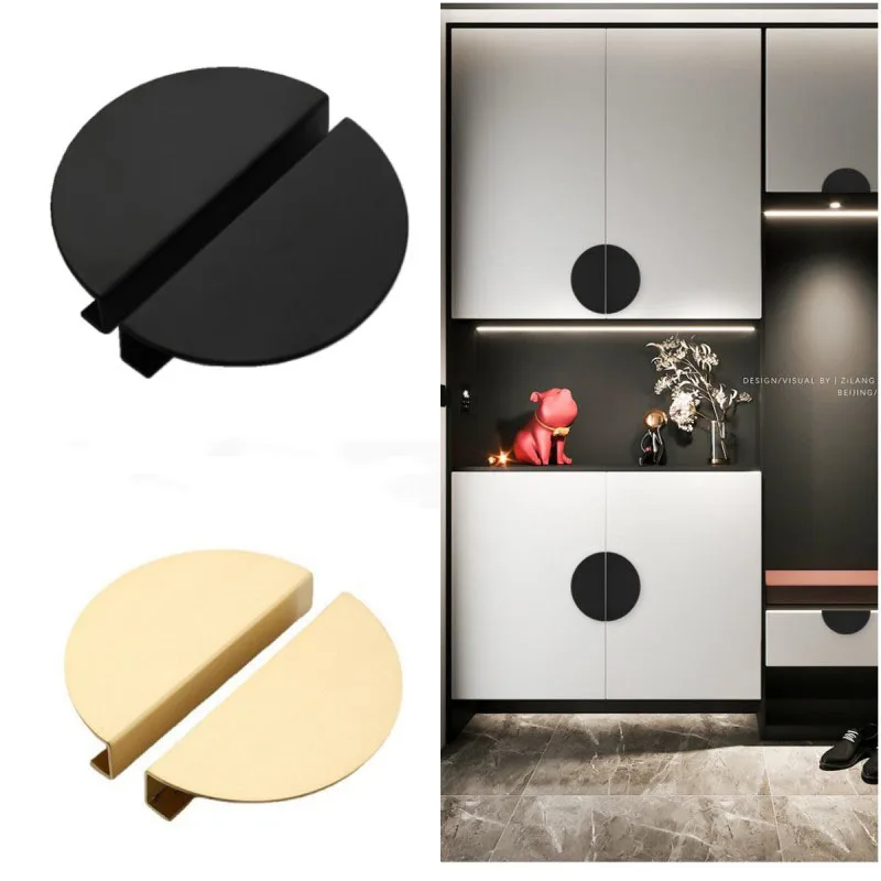 1 pair Gold/Black 100/120/150mm Round Cabinet Handle Wardrobe Drawer Knob Brass Dresser Pull Handles Furniture Door Hardware