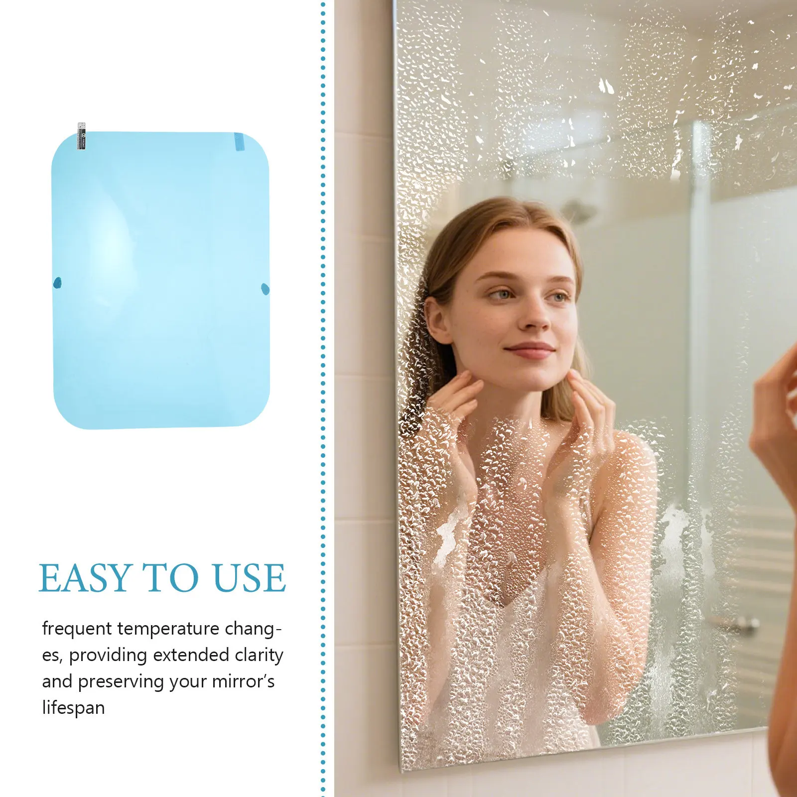 Anti-Fog Protective Film 12.6x9.5 Inch Bathroom Mirror Defogger Waterproof Steam Resistant Frosting Film for Hotel Home Office view 3