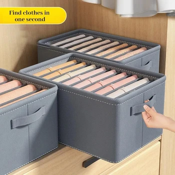 칸막이 포함 회색 부직포 원단, 의류 보관함, 가정용 옷장 정리정돈 및 보관 상자, 1pc
