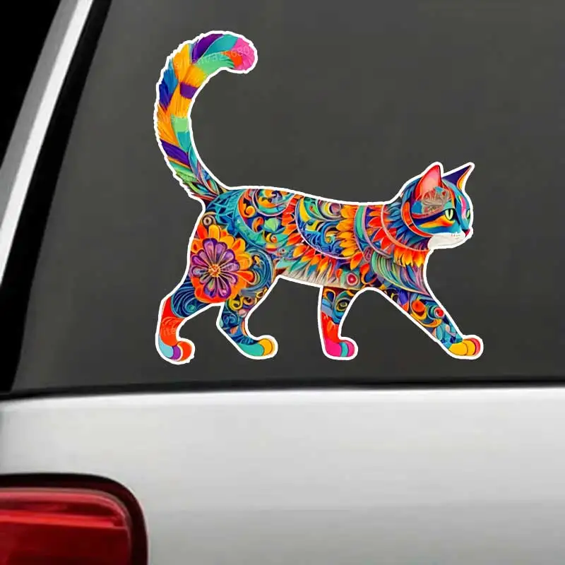 

Colorful Cat Car Sticker Waterproof Vinyl Decal on Bumper Rear Window Laptop Self-adhesive Decal For Car Accessories Y829