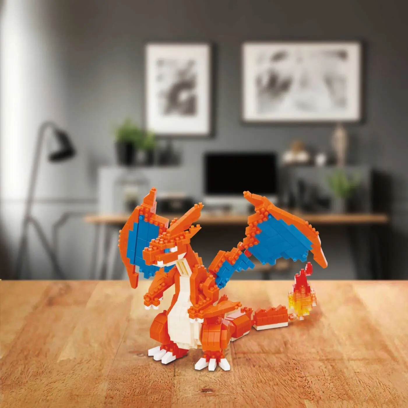 

Original Nanoblock Mega Charizard Y Micro Sized Building Blocks Fire Dragon Pokemon Model Kawaii Cute Figure Collectible Gift
