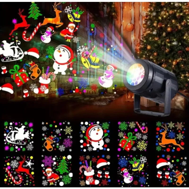 

Рождественский проектор со снежинками, вращающийся рождественский светильник с 16 узорами, светодиодные сценические огни, уличное праздничное освещение для декора рождественской вечеринки