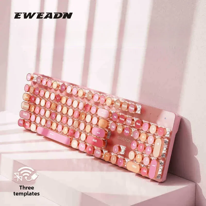 

Беспроводная клавиатура EWEADN V30, трехрежимная Bluetooth-клавиатура, красивые колпачки для клавиш с губной помадой для механической клавиатуры, игровой подарок для девочек