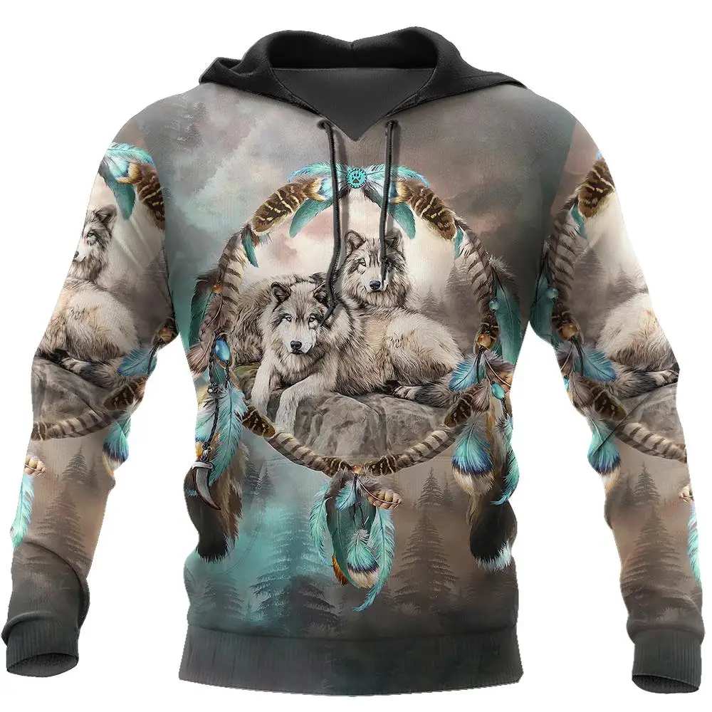 Dreamcatcher Native Wolf 3D Printed Men Hoodies Sweatshirt Unisex Streetwear Zipper Pullover Casual Jacket Tracksuits