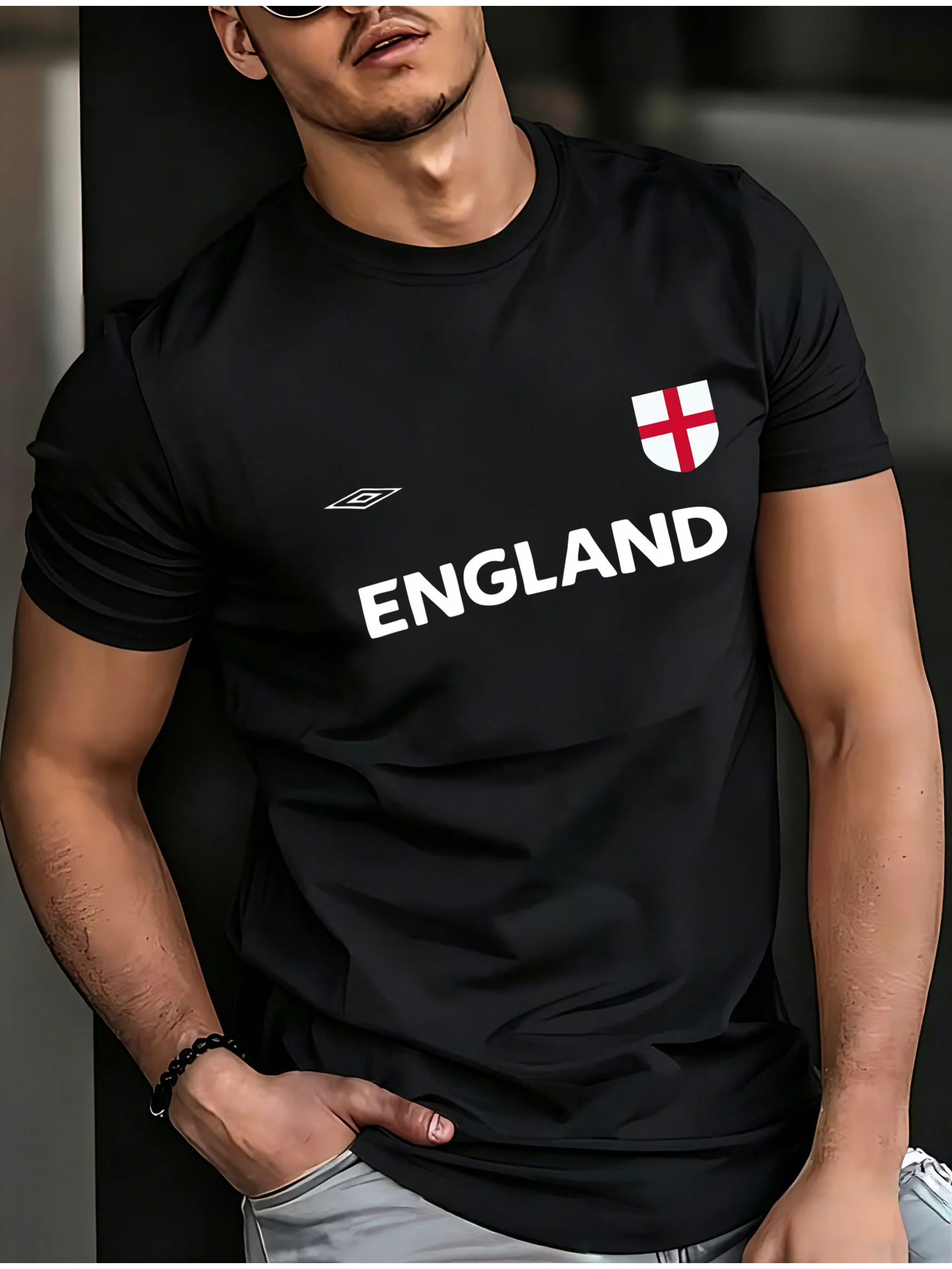 Vintage T-Shirt England Flag Shield Graphic 2026 New Unisex Tee Gift for Him Couples Matching Crew Neck Soccer Sports Short