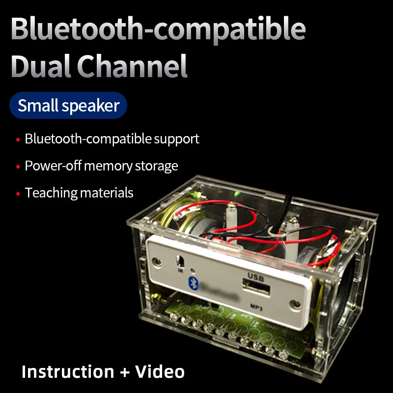 DIY Bluetooth-compatible Speaker Kit Electronics Soldering Project Practice Welding Assembly Kit 2x3W Speakers with Instruction