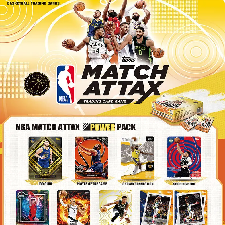 NBA Match Attax Trading Card Booster Box Official Basketball Star Collectible Cards Set Game Toy Gift for Sports Card Collectors