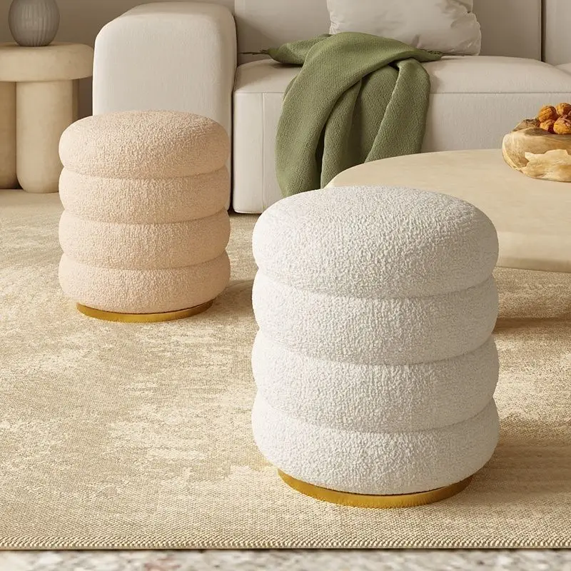 Nordic Dressing Table Round Stool Home Luxury Bedroom Makeup Stool Living Room Sofa Stool Balcony Tatami Stool Door Shoe Stool