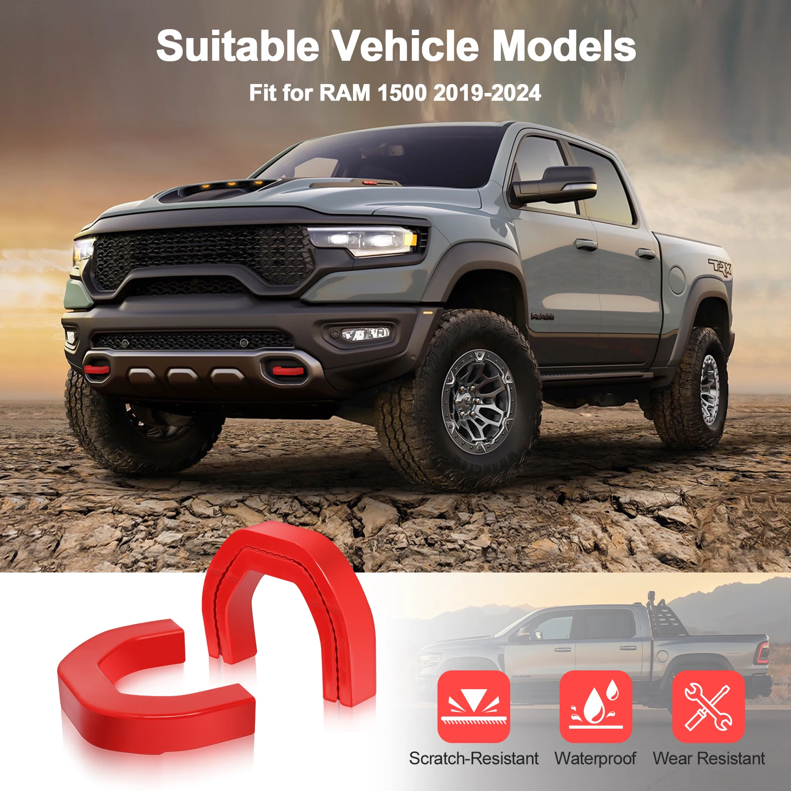 Tow Hitch Covers for Dodge RAM 1500 (2019-2024) Thicken Upgrade, Tow Hook Cover Accessories