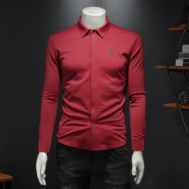 

2024 Latest Style Top Quality Long Sleeved Shirt for Man Luxury Brands Designer Clothes Men Business Formal Wear Drop Shipping