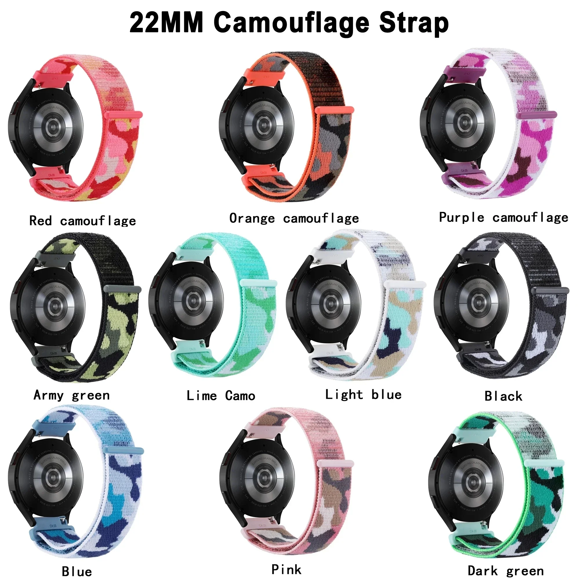 

20MM 22MM Nylon Watch Band Fro Huawei GT Series BandFro Samsung Jiaming Intelligent Sports Camo Replacement Strap Unisex