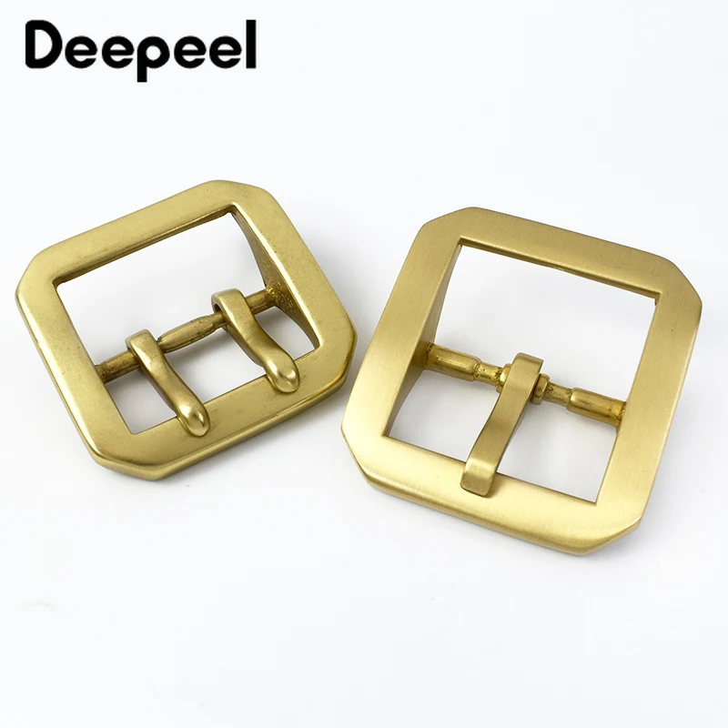 Deepeel 40mm Pure Brass Belt Buckles Men Pin Buckle Stainless Steel Belts Head DIY Leather Craft Accessory for 38-39mm Waistband