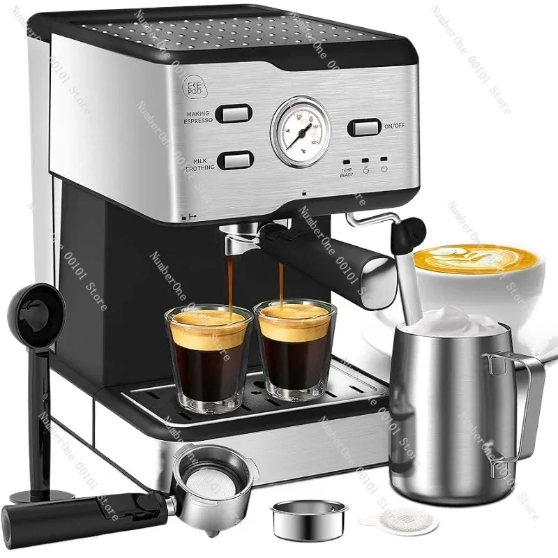 Chef Espresso 20 Bar, Cappuccino Latte Maker Coffee With ESE POD Capsules Filter&Milk Frother Steam Wand, 1