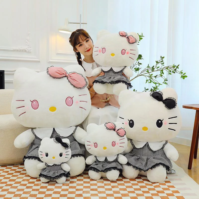 

Kawaii Sanrio Dark HelloKitty Plush Toy Cute Stuffed Doll Cartoon Baby Cuddly Soft Filled Doll Kids Birthday Gift for Children