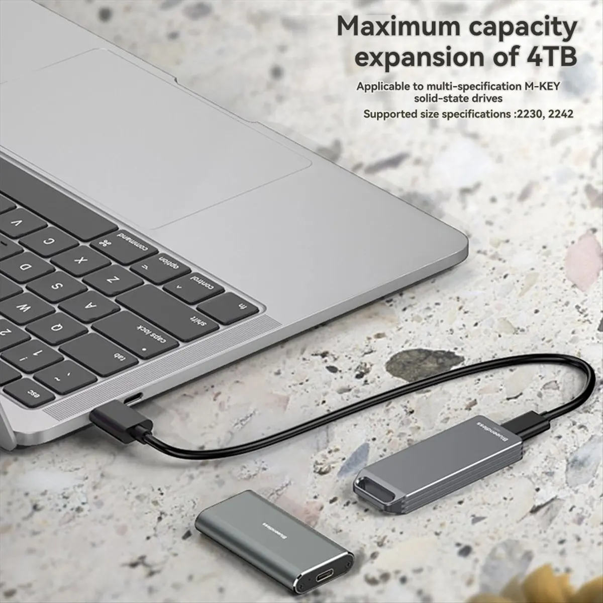 A46U Blueendless Portable M.2 NVME SSD Enclosure 2242mm External Hard Drive Case with Type-C Interface for PC B