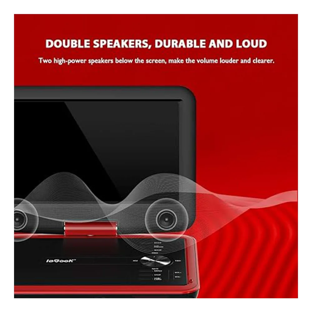 مشغل DVD محمول مقاس 11.5 بوصة من ieGeek مع بطاقة SD/منفذ USB، بطارية قابلة لإعادة الشحن لمدة 5 ساعات، شاشة واقية للعين مقاس 9.5 بوصة، تدعم AV-in /