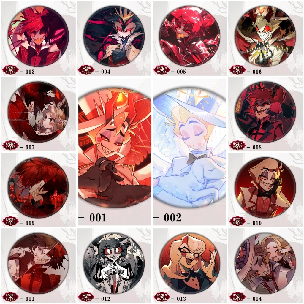 58mm Anime Hazbin Hotel Charlie Morningsta Alastor Vaggie Cosplay COSTUME Badge Pin SPTE Tinplate Brooch﻿ Prop Xmas Gilf